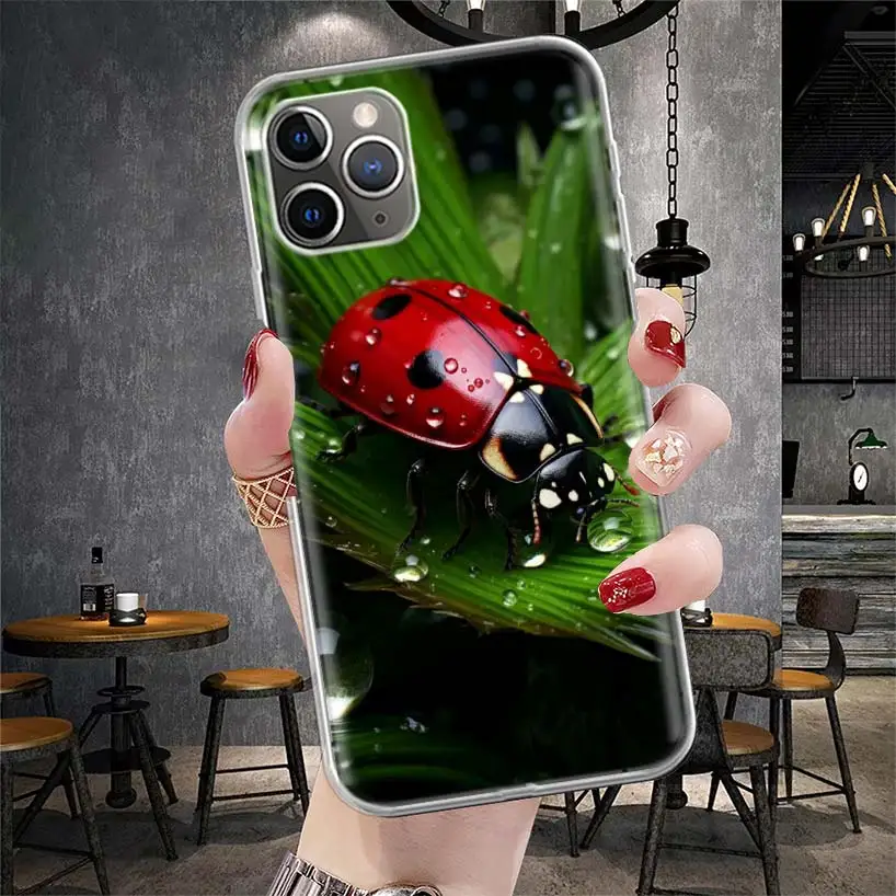 Мягкий чехол для телефона с изображением насекомых семи звезд божьих коровок IPhone