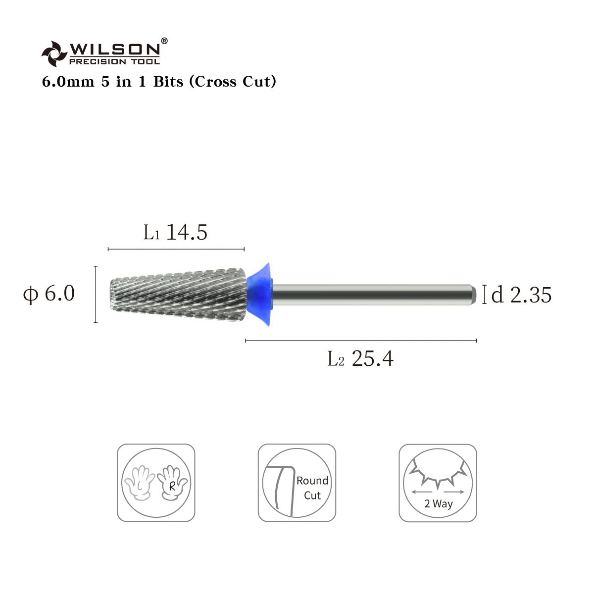 6.0mm 5 in 1 Bits(Cross Cut) - Carbide Nail Bits Cross Cut- WILSON Carbide Nail Drill Bit
