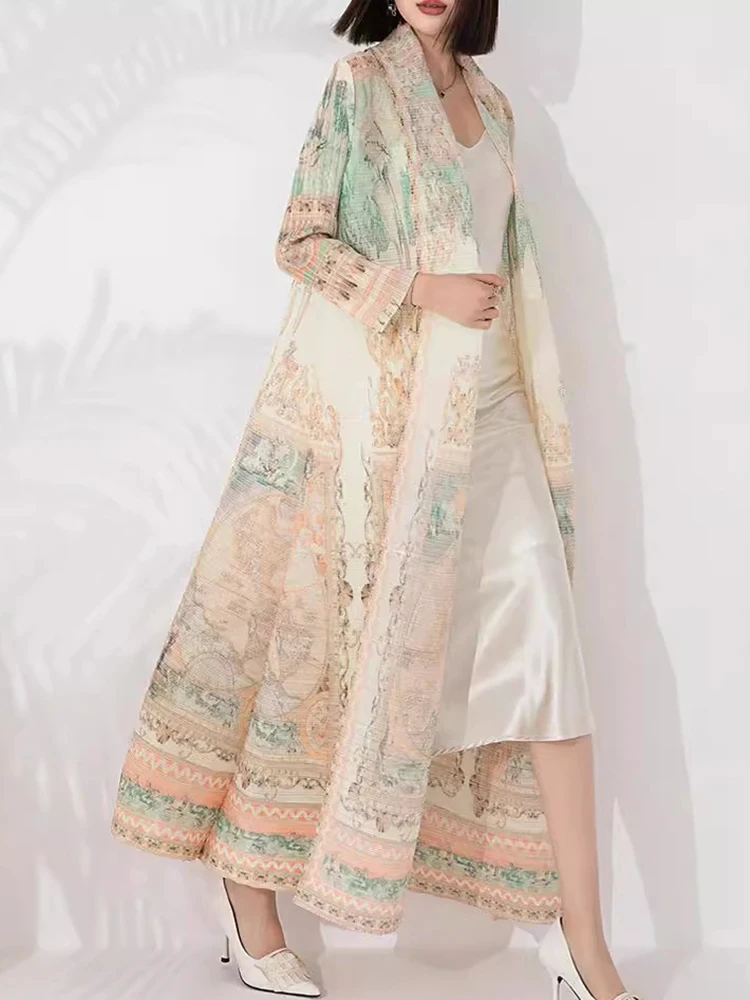 Женский плиссированный тренчкот ANLAN длинная свободная ветровка с винтажным