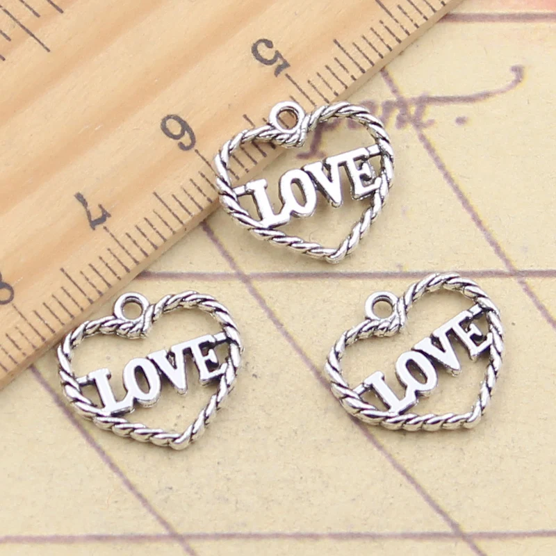 

30pcs Charms Heart Love 14x15mm Tibetan Silver Color Pendants Antique Jewelry Making DIY Handmade Craft