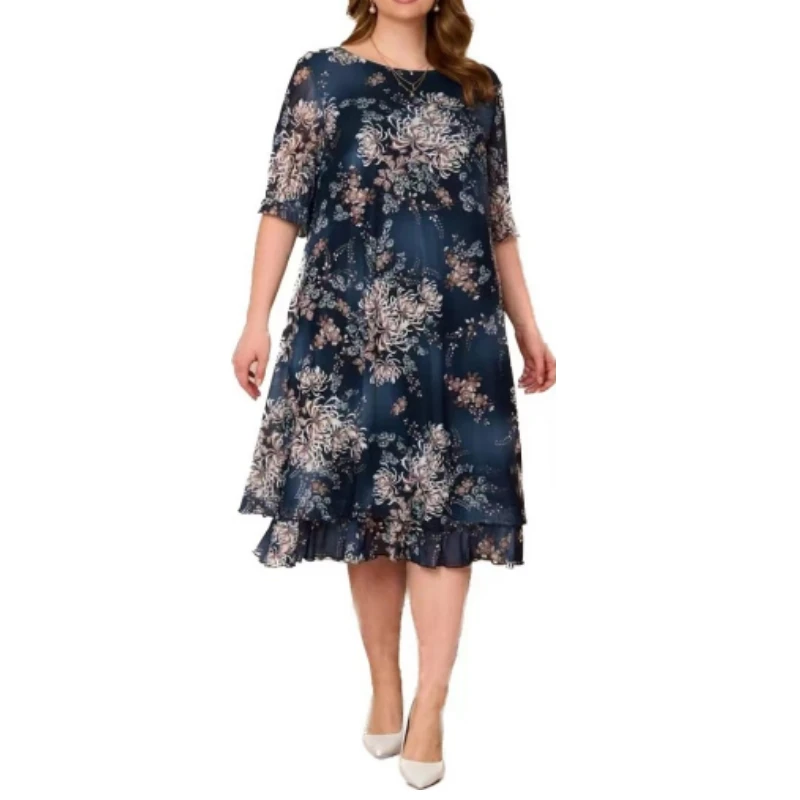 

Plus Size Summer Dresses for Women 2023 Embroidery Floral Patchwork Formal Dress Loose Wedding Party Banquet Prom Women Clothing