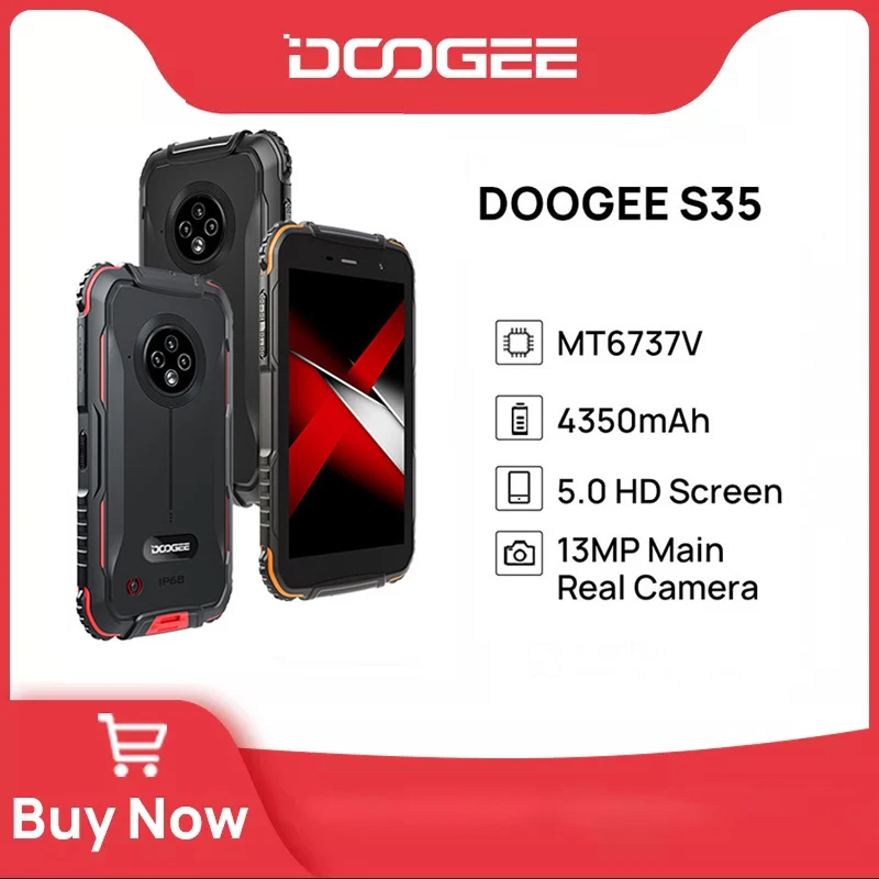 DOOGEE S35 Rugged Phone 13MP AI Triple Camera 3GB RAM+16GB ROM GPS Navigation  Systems 4350mAh Battery Android 11 Phone