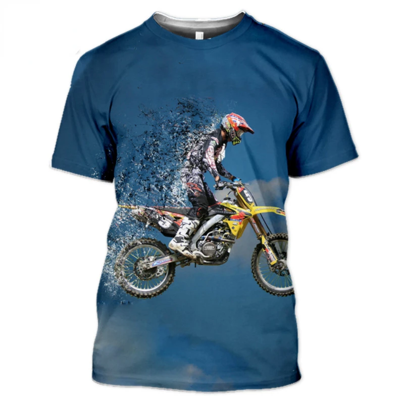 

Men's T-shirt Motocross Racing 3D Printed Shirt Casual Fashion Motorcycle Short Sleeve Street Trend Large Size O Neck Top