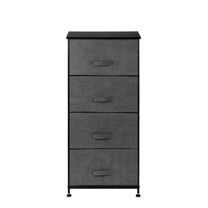 

4 Tier Dresser Tower with 4 Easy Pull Drawers with Metal Frame, Wooden Table Top for Living Room, Closet, Grey