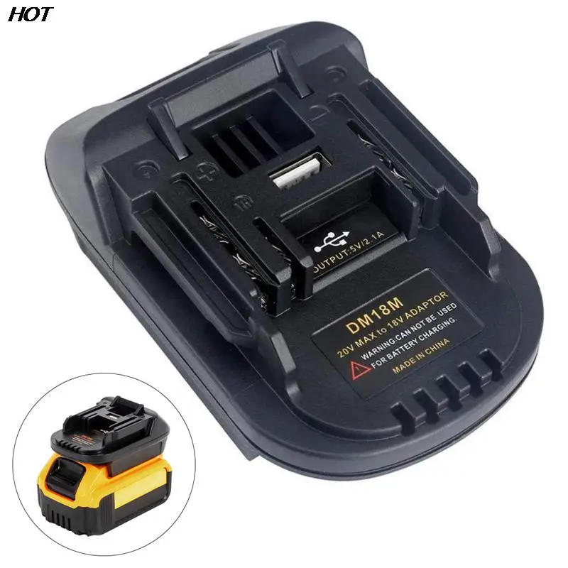 

HOT SALE 1PC Upgrade Replacement DCB200 USB Battery Adapter For 20V DEWALT Milwaukee M18 Convert To Makita 18V