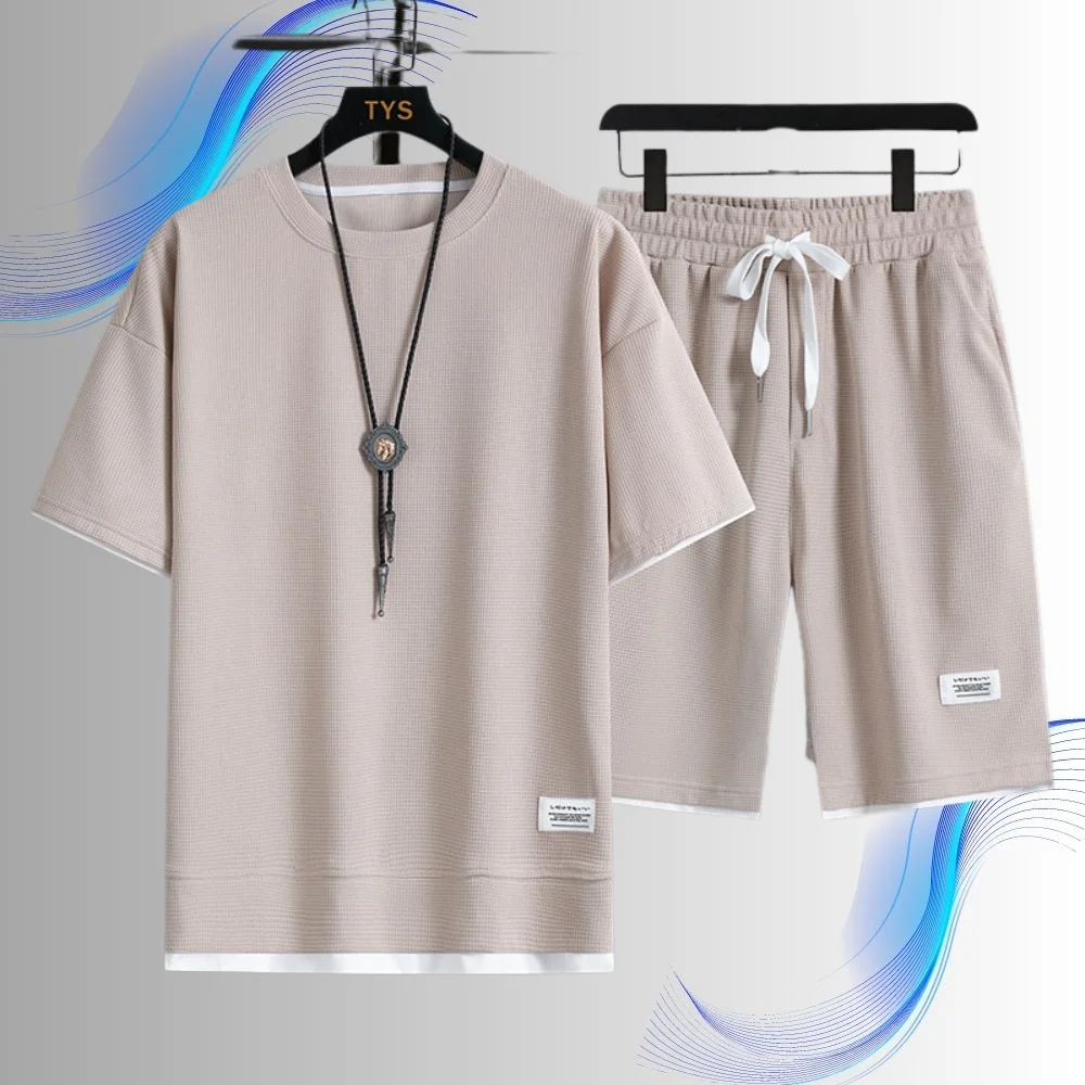 Men's T-shirt and Shorts Set Summer New High Quality Men's Two Piece Set Suitable for Daily Casual Wardrobe Essential