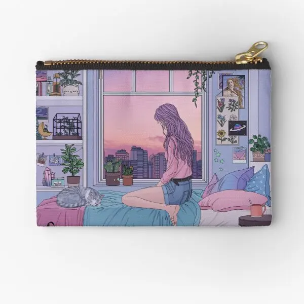 

Ease Zipper Pouches Storage Wallet Money Underwear Panties Socks Small Pocket Pure Women Packaging Bag Cosmetic Coin Key Men