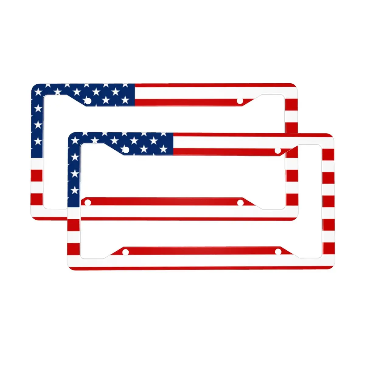 

2 pcs Car Number License Plate Holder Frame American Flag Tag Cover Protector Holder