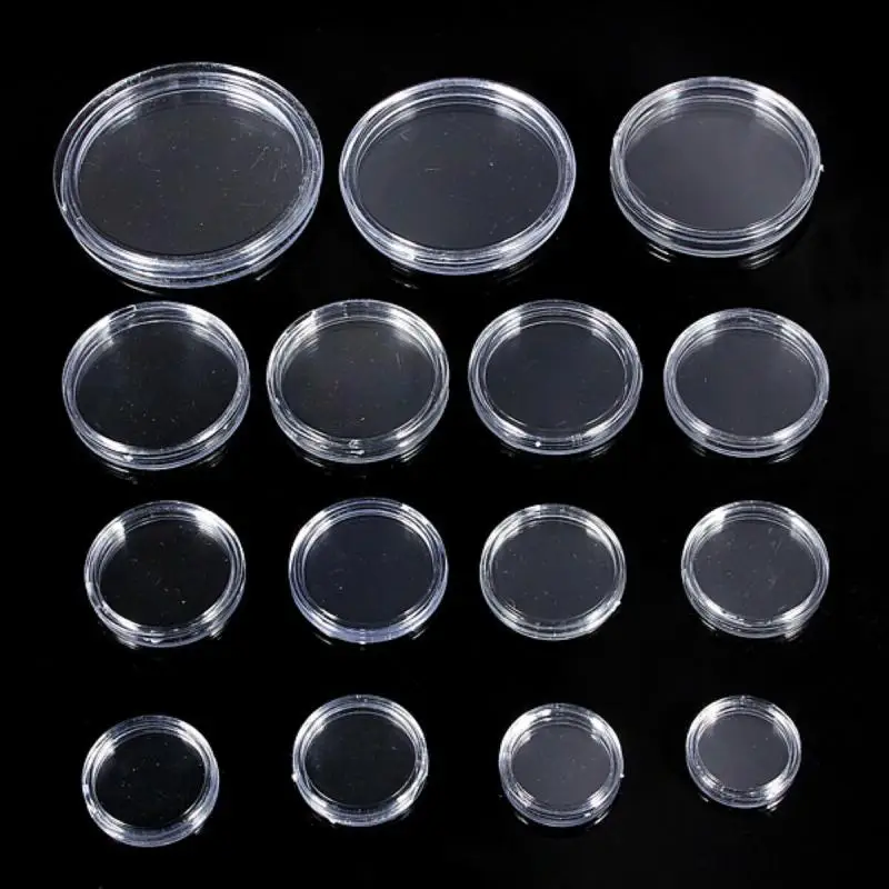 10/25pc 21-45mm Transparent Plastic coin capsules Coin Collecting Box Case for Coins Storage Capsules coin holder