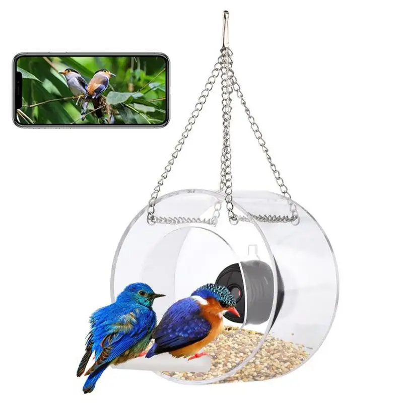 

Smart Bird Feeder Smart Bird Feeder With Suction Cups 720P HD Bird Feeders For Wild Birds With Sliding Seed Holder And Drain