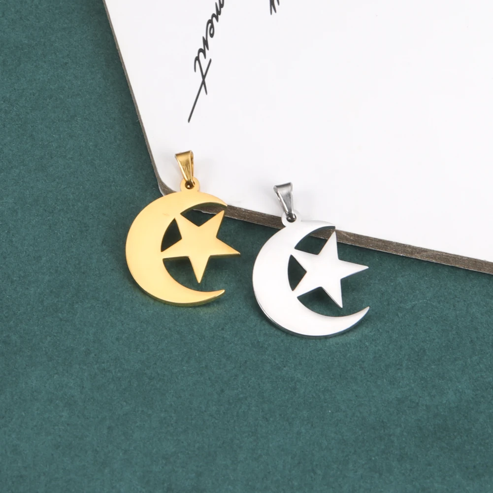 5pcs/Lot Stainless Steel Moon Star Charms For Jewelry Making Findings Whoelsale Necklace Earrings Diy Pendants Accessories