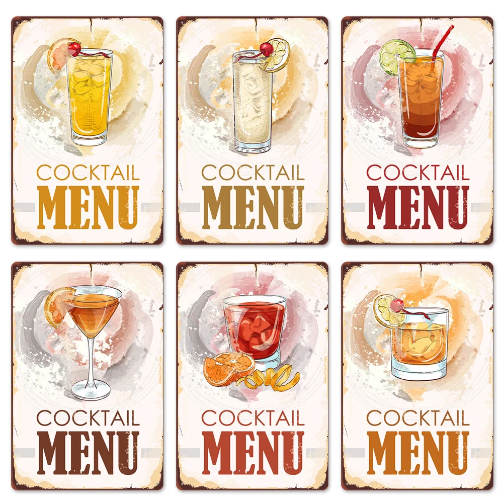 

Новинка Коктейльная ретро кожаная живопись Бар фон для украшения стен Живопись жесть промышленный стиль Безрамная живопись