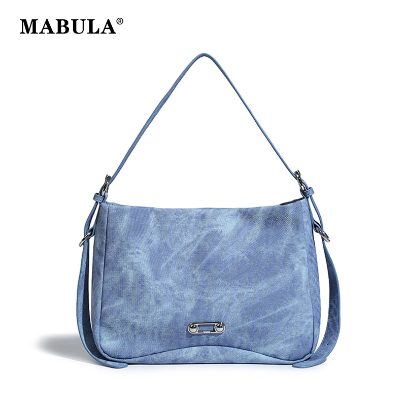 

MABULA Designer Trend Eco Denim Sling Shoulder Bag 2023 Elegant Simple Cross Messenger Purse Fashion Lady Cell phone Handbag