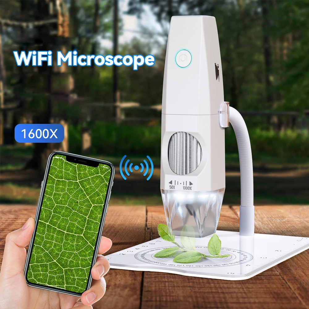 

Электронный микроскоп 50X-1000X 1080P с Wi-Fi для пайки, микроскоп с подключением к ПК для мобильного телефона, фото-и видеосъемки с подставкой с 8 све...