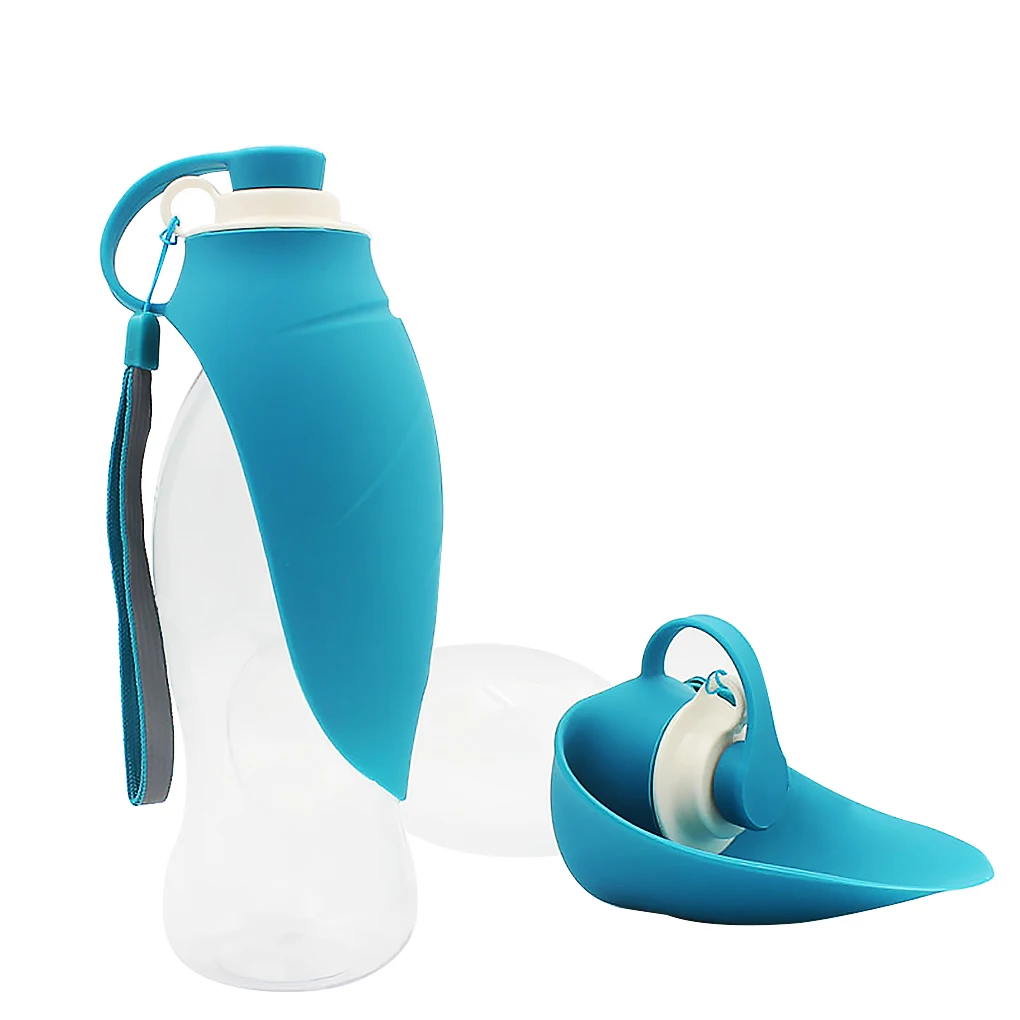 

580ml Portable Pet Feeder Drinking Bowl Dispenser Water Bottle Outdoor Pet Water Container Silicone Plastic Pet Water Bottle