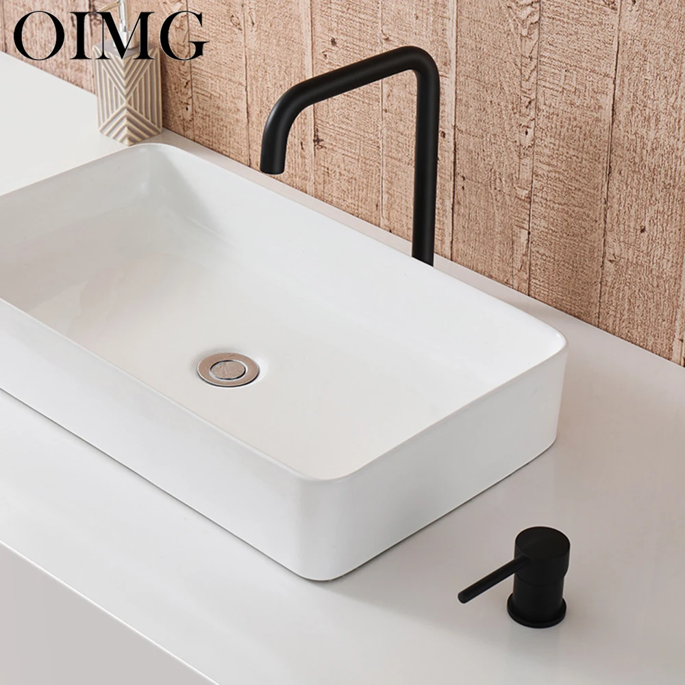 

Матовый черный смеситель для раковины OIMG, хромированный кран с одной ручкой и двумя отверстиями для ванной комнаты, крепление на раковину, д...