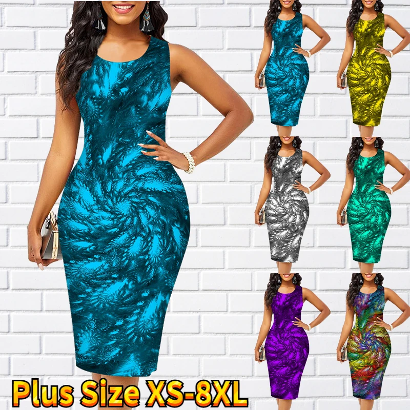 

Ladies New Print Dress Fashion High-end Elegant Short SleeveSkirt Round Neck Sexy Temperament Slim Skirt Summer 2022 Trend