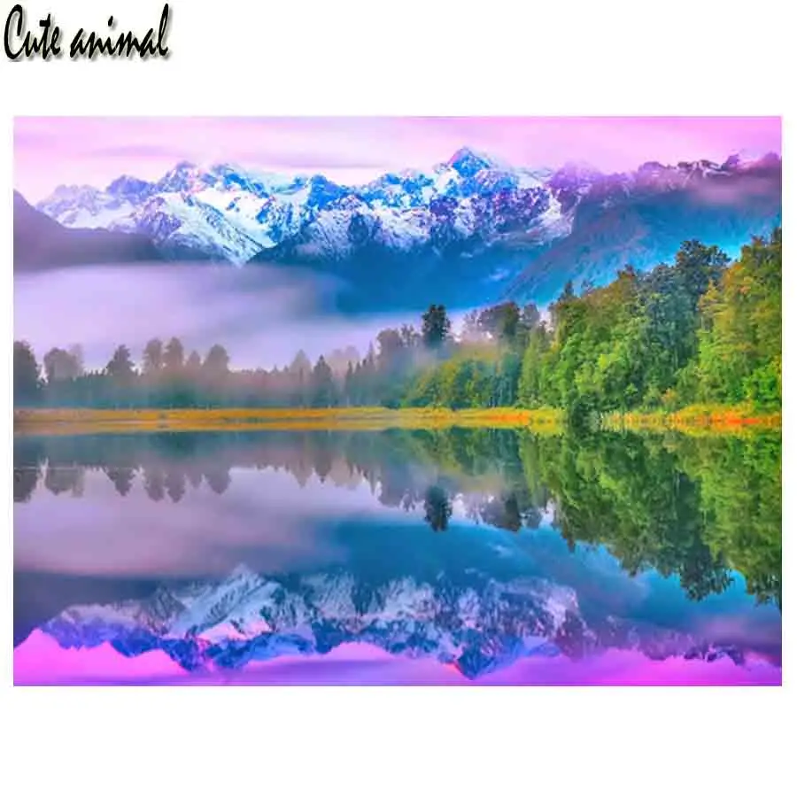 

Mountain Diamond Painting Lake Forest Landscape Pictures 5D Full Diamond Mosaic Cross Stitch Embroidery Rhinestone Decor Home