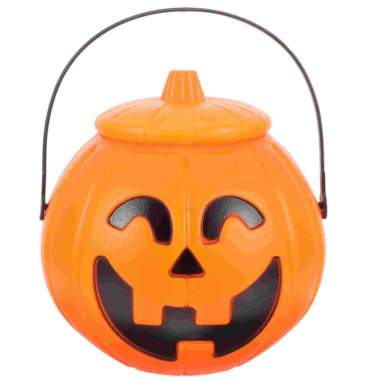 

Halloween Candy Bucket Pot Witch Skeleton Cauldron Holder Jar Portable Pumpkin Bucket Trick Or Treat Party Decoration