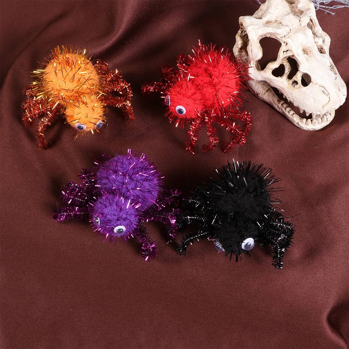 

4 Pcs Plush Spiders Funny Props for Kids Party Cosplay Party