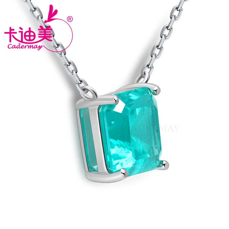 CADERMAY выращен в лаборатории YAG с иклюзией цвета Параиба S925 ожерелье-цепочка из