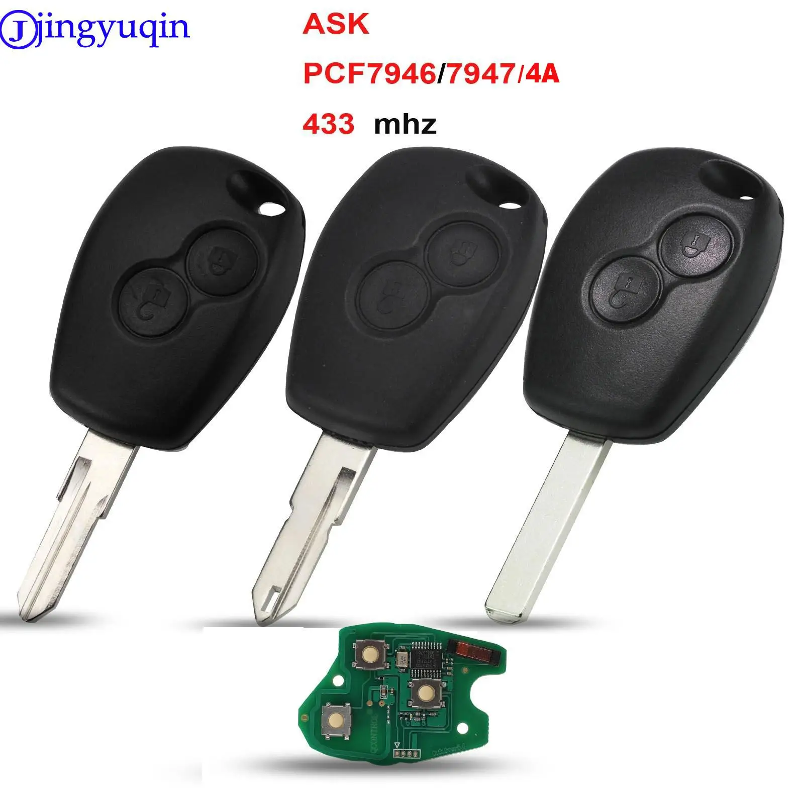 Jingyuqin 2 кнопки дистанционного ключа для Renault Duster модус Клио 3 Twingo DACIA Logan Sandero Kangoo 433 МГц PCF7947 PCF7946 чип