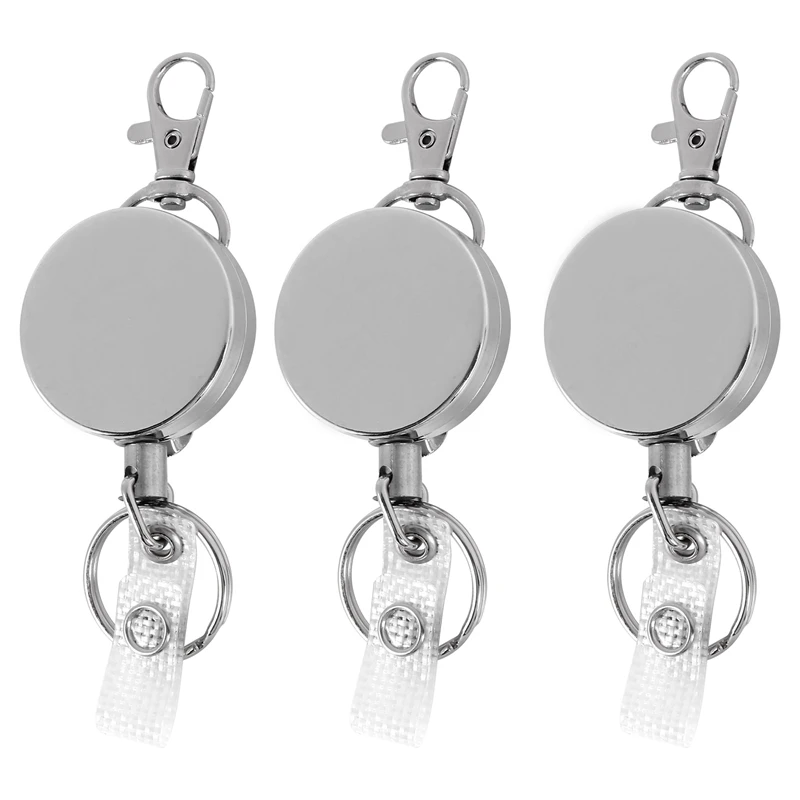 

Retractable Badge Holder Reel Clip 3 Pack, Id Badge Holder With Swivel Snap Hook Key Ring Key Chain