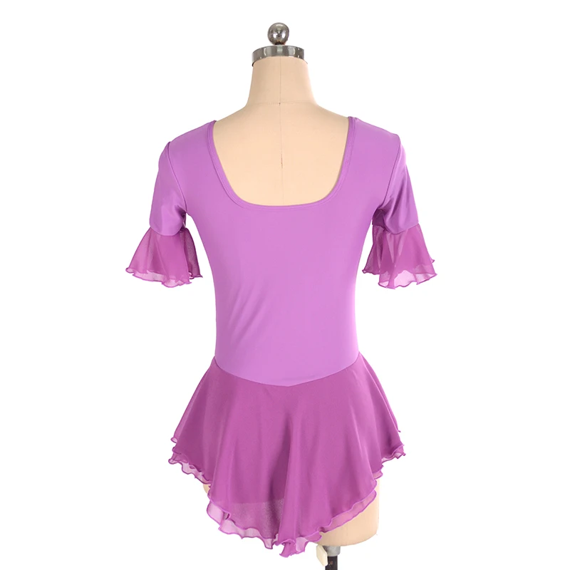 The Factory Directly Supplies Figure Skating Purple Dress Girls Mid-Sleeve Skirt Spandex Dance Costume
