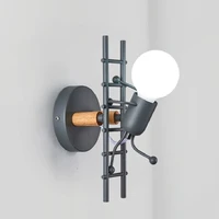 led wall lamp modern creative italian doll wall lights home decor metal cartoon robot sconce for bedroom bedside childrens room