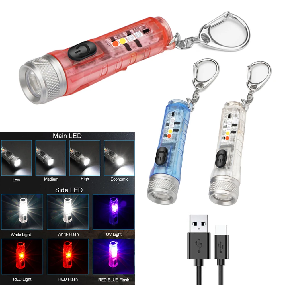 

Мини-вспышка с пряжкой и брелоком, карманный фонарик с USB-зарядкой, для кемпинга, походов, многофункциональный аварийный инструмент, светиль...