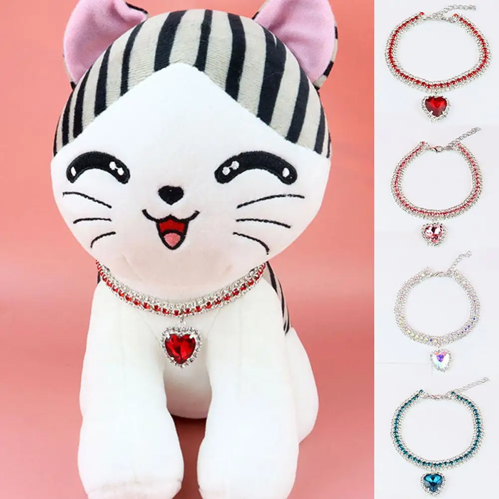 

Pet Rhinestone Collars Diy Love Pendant Necklace Neck Ring Pet Supplies For Small Medium Kitten Puppy
