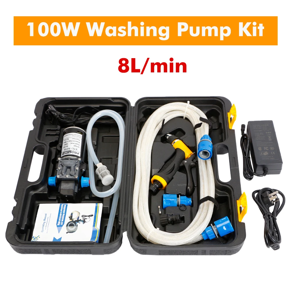 

12V 100W Portable Self-Priming Water Pump Kit High Pressure Car Washer