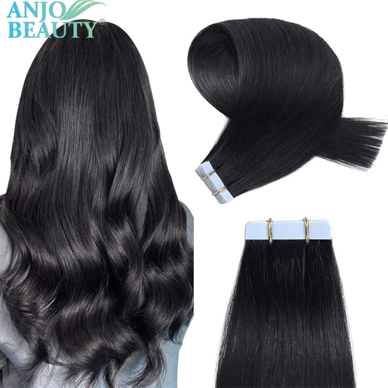 Фото 14-28in Straight Clip-in Hair Extensions 100% Remy Human Hair 20pcs/pack Natural Black/Brown/Blonde Heat Resistant Hairpiece №1