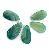 1set trendy green agate natural stone necklace pendant water drop shape pendant charms diy bracelet earrings jewelry accessories