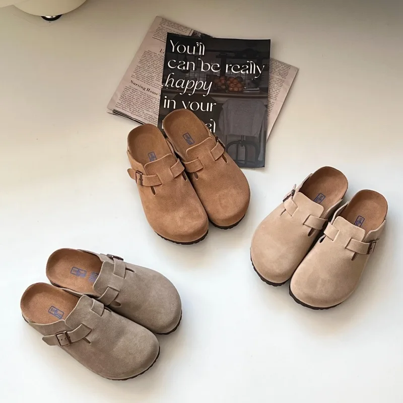 Фото TUGGY [тапочки Boken из натуральной кожи] Новые тапочки Boken с мягкой подошвой для мужчин и женщин, верхняя одежда Boken Half Drag №2