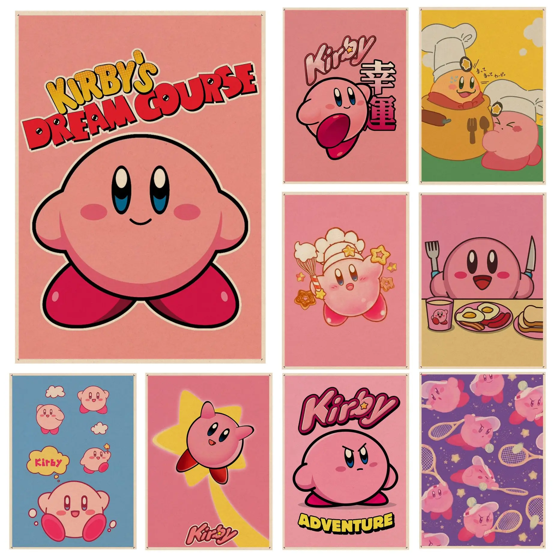 

BANDAI Kirby Classic Anime Poster Kraft Paper Prints and Posters Room Wall Decor