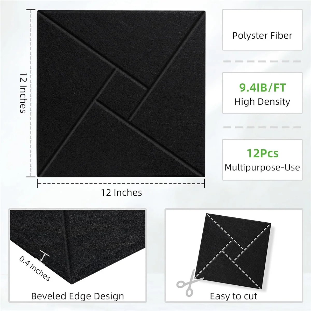 12 самоклеящихся акустических панелей звукоизоляционная акустическая пена