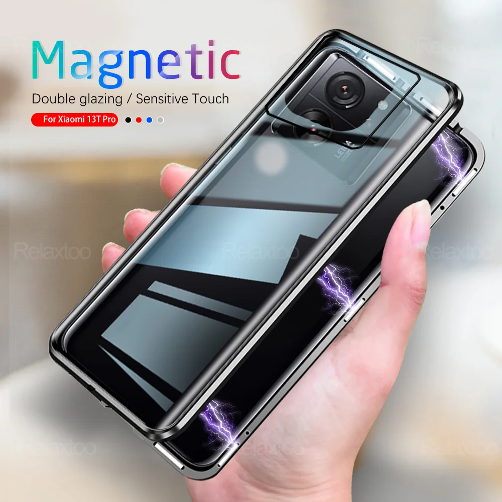 Чехол для Xiao mi 13 T Pro Магнитный Флип на 360 ° двухсторонний чехол из закаленного