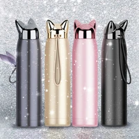 300320ml thermos bottle stainless steel vacuum flasks cute cat ear thermal cup portable travel outdoor mug for coffee tea milk