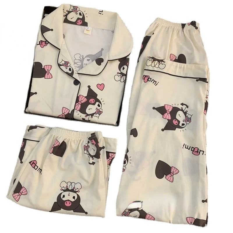 

Sanrio Kawaii Kuromi японская женская мультяшная Милая Пижама с коротким рукавом шорты брюки из трех частей домашнее обслуживание праздничный подарок