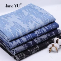 janeyu camouflage washed jacquard denim clothing fabric high end handmade diy cloth