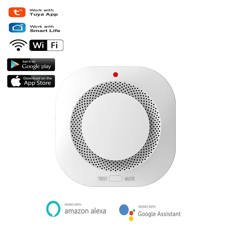 

Умный мини-детектор дыма Tuya с Wi-Fi, устройство для обнаружения горючего газа, системы безопасности дома, инструменты Amazon, Alexa, Google Assistant