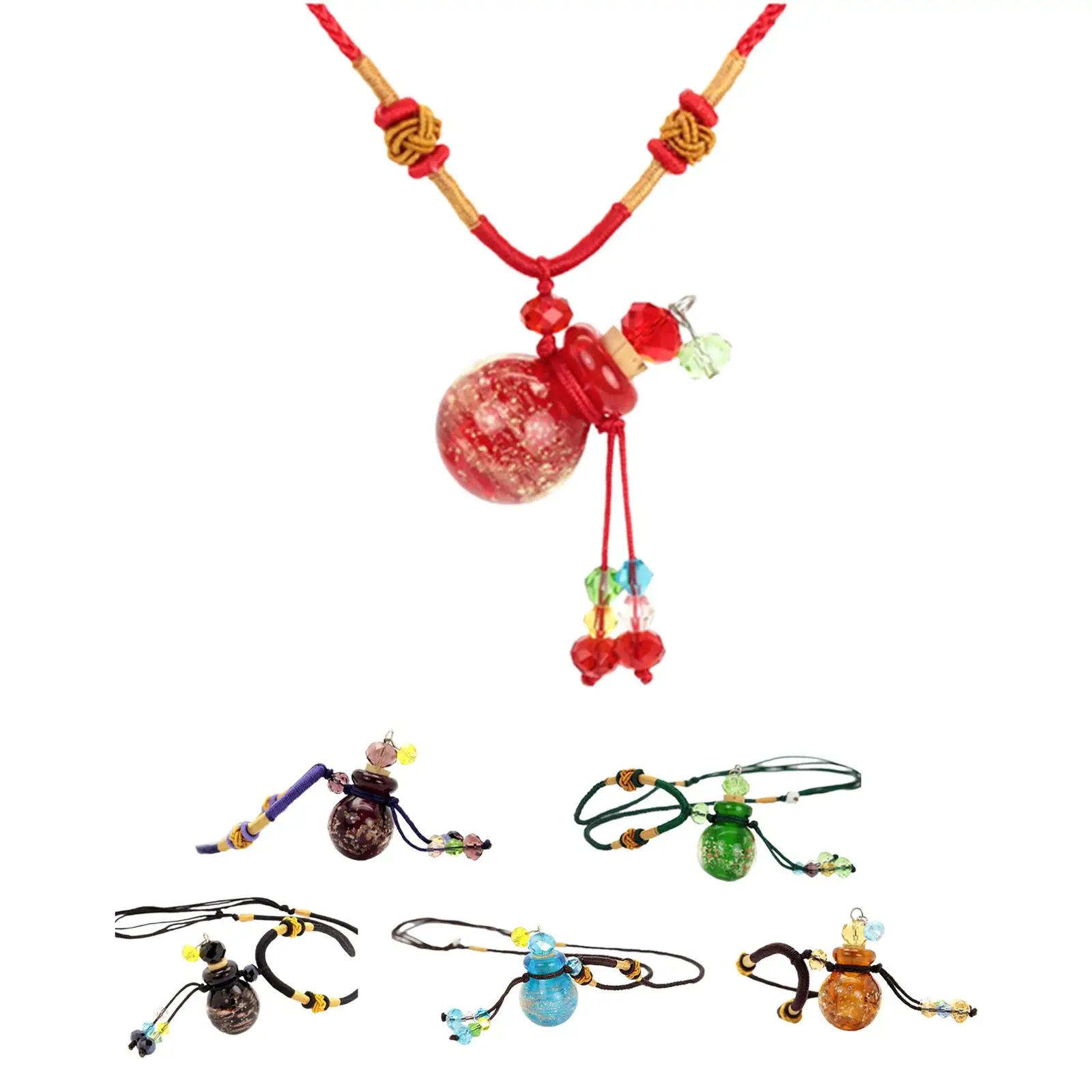 

Gourd Shaped essential Oil Diffuser Pendant Necklace Cork Pendant Perfume Vials