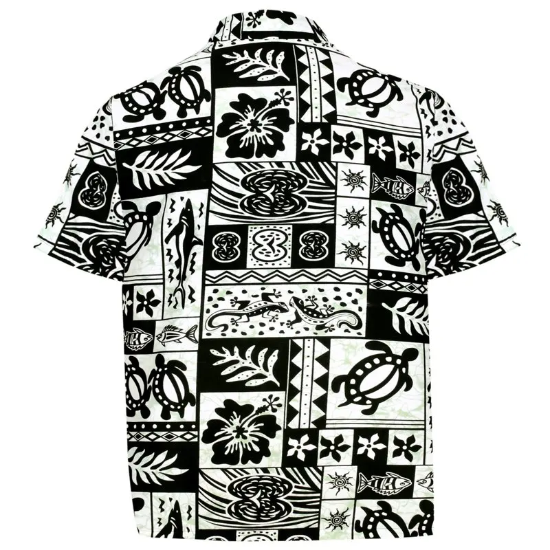 

Lovely Summer Tropical Beach Hawaiian Shirt for Men S Black with Aloha Turtle Printed Short Sleeve Button Down Closure Party Shi