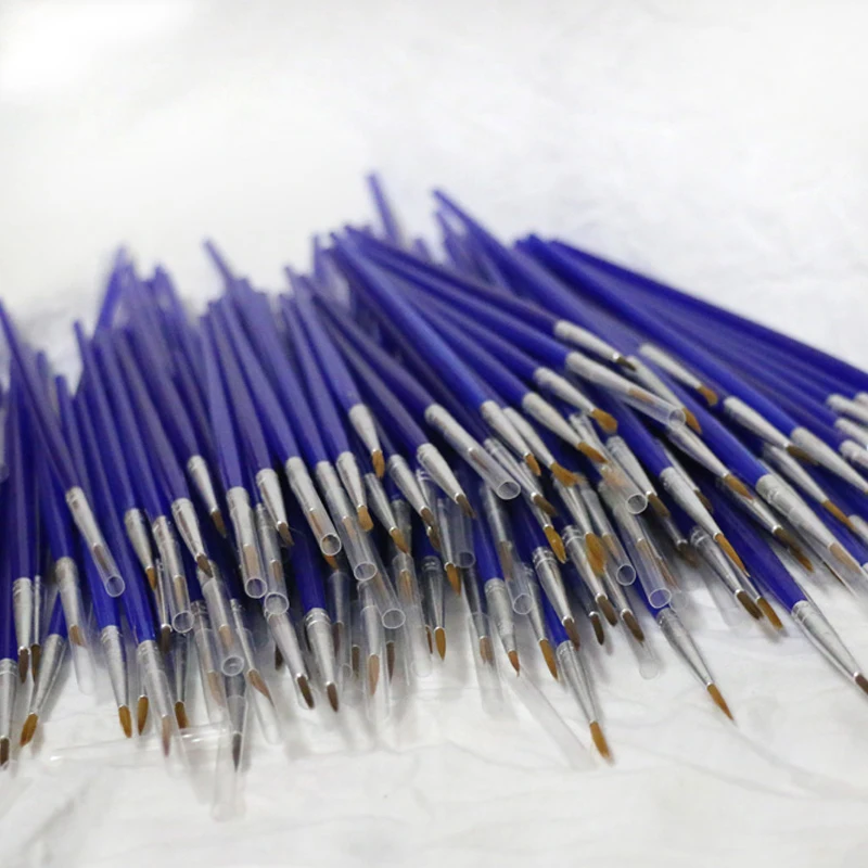 Set of 20 Blue Plastic Rod Nylon Hair Tip Gouache Digital Paint brush | Brushes