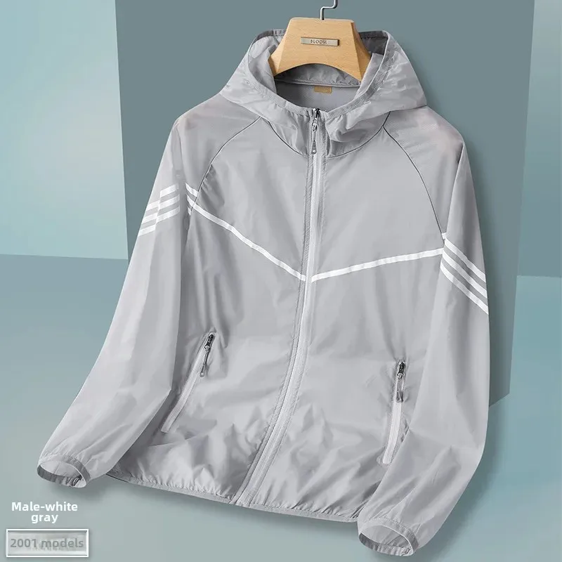 Мужская одежда для защиты от солнца из ледяного шелка тонкая дышащая