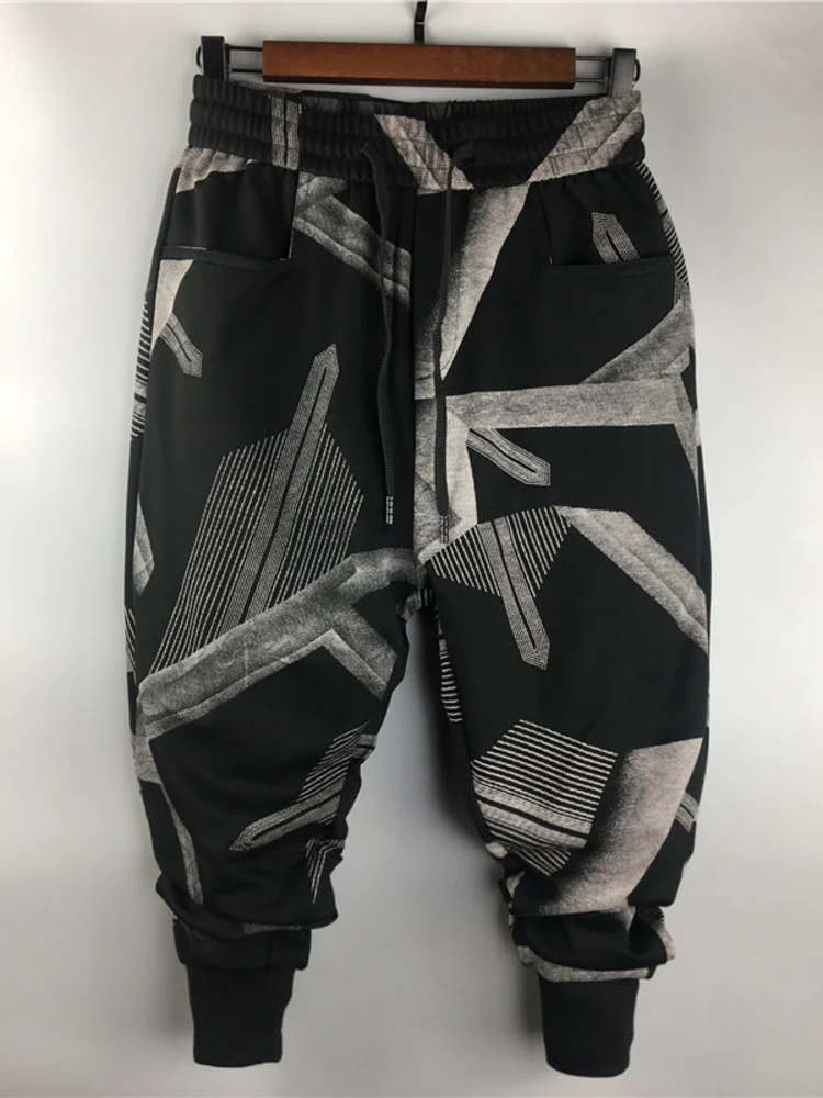 

Брюки-султанки мужские с эластичным поясом, повседневные свободные штаны, уличная одежда, брюки-карандаш с графическим принтом, 12A1517, осень