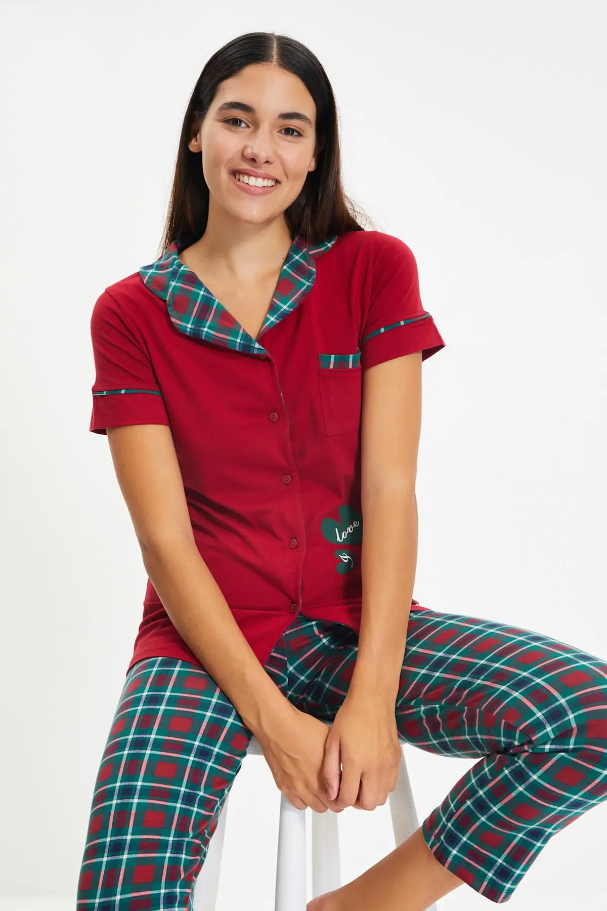 

Trendyol Plaid Knitted Pajamas Set THMAW22PT0692