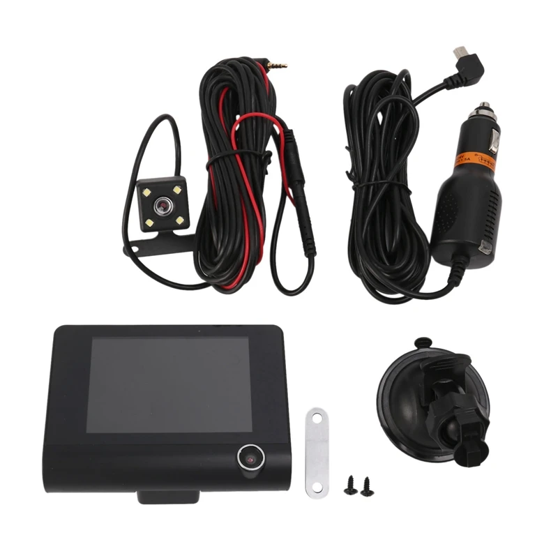 4x3 в 1 4-дюймовый автомобильный видеорегистратор 170 градусов 1080P HD с двойным