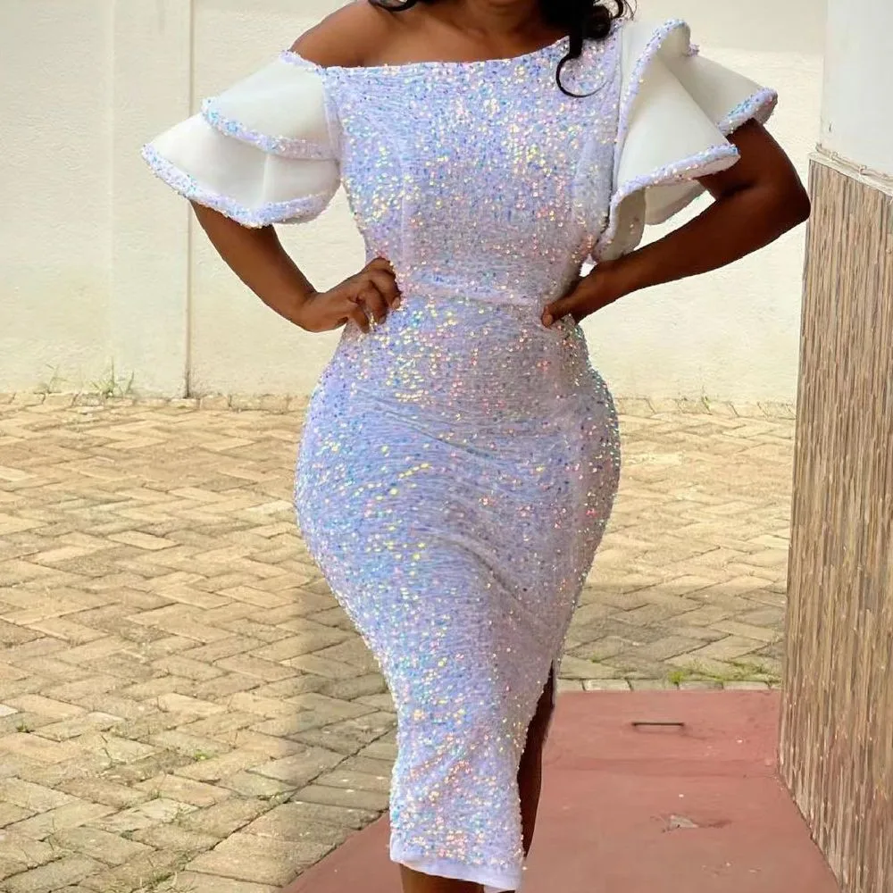 

Women's Dress Oblique Shoulder Open Back Sequin Bridesmaid Party Spring New Fashion Evening Prom Party Dresses